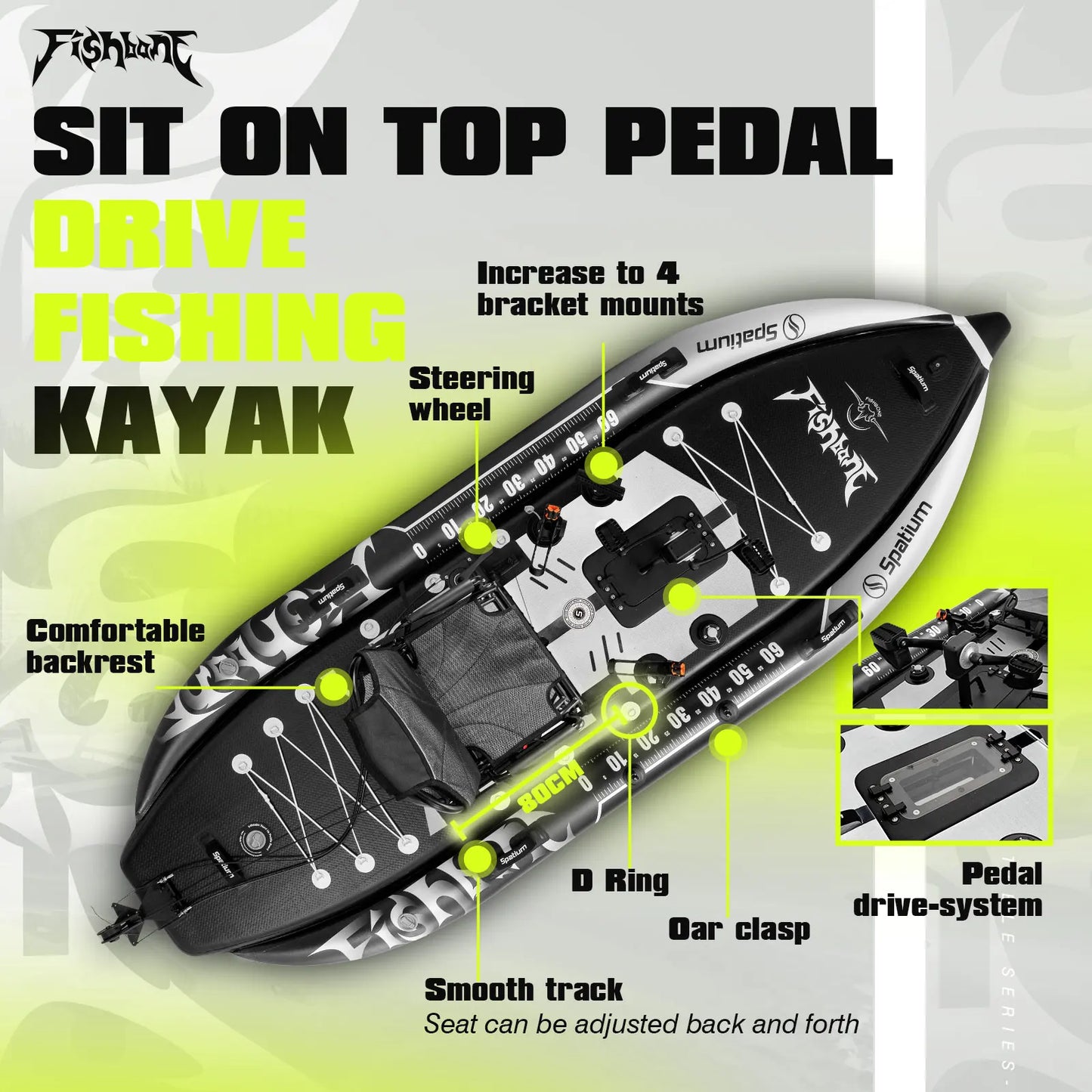 Spatium Fishing Kayak Pedal Drive Power System Orientation System
