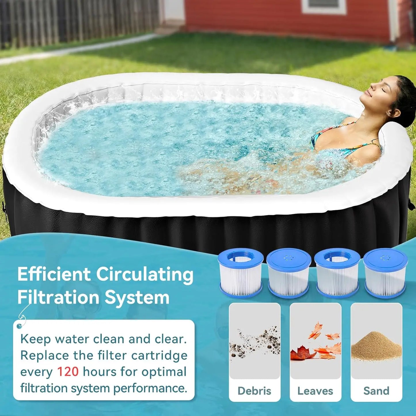 Inflatable Outdoor Hot Tub With Side Table 100 Air Jets