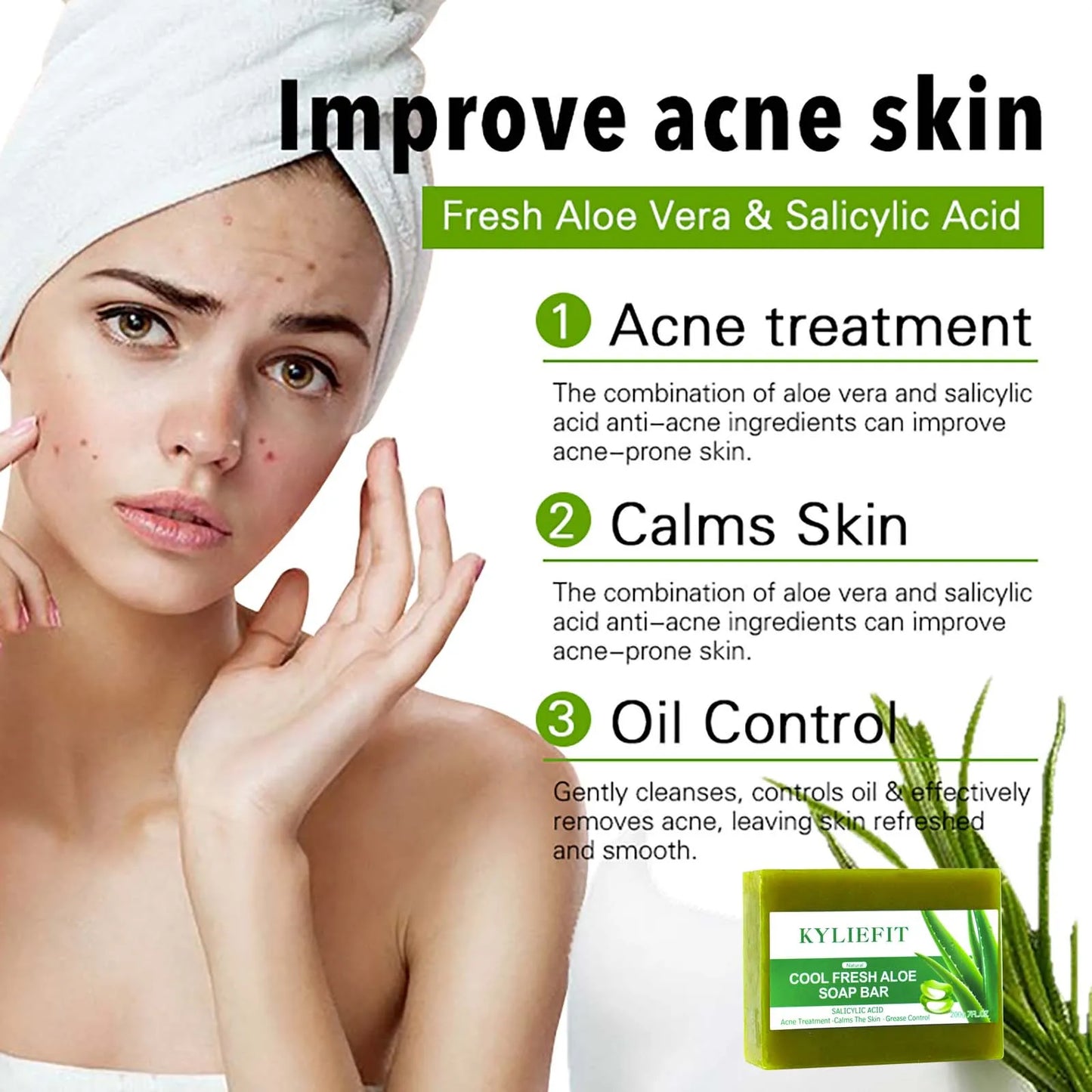 AILKE Aloe Vera Whitening Soap For Clear Skin AcneReduction RadianceEnhancementPro