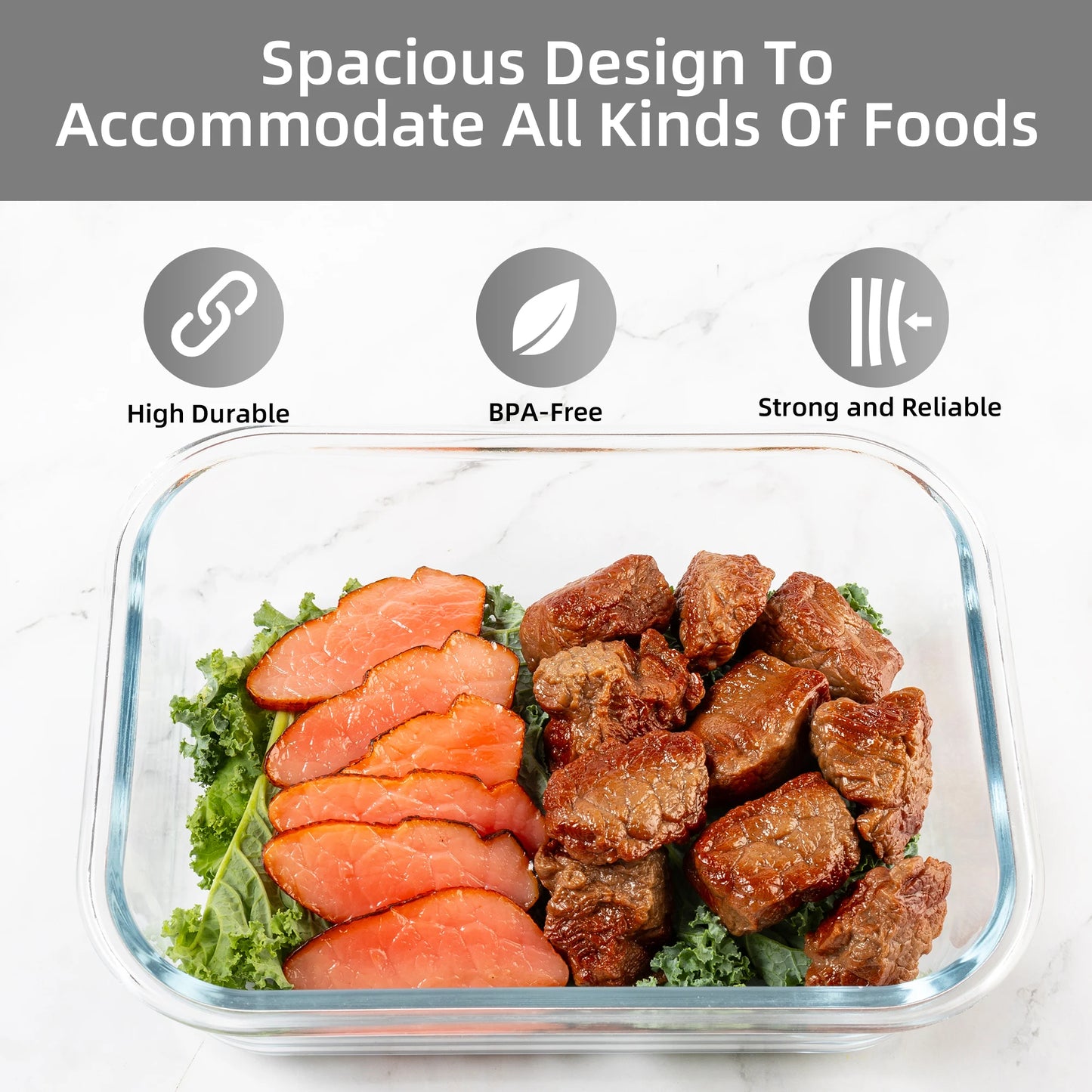 Glass Food Storage Containers Set Leakproof Airtight BPA-Free Microwave Oven-Safe