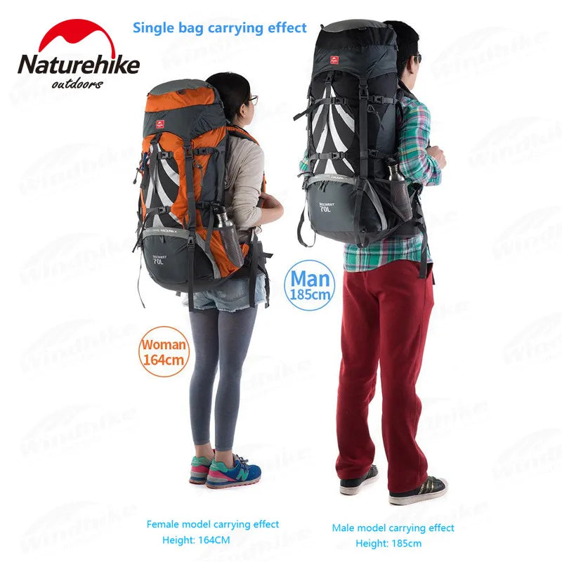 Naturehike Expandable Hiking Backpack With Rain Cover And Weatherproof Construction