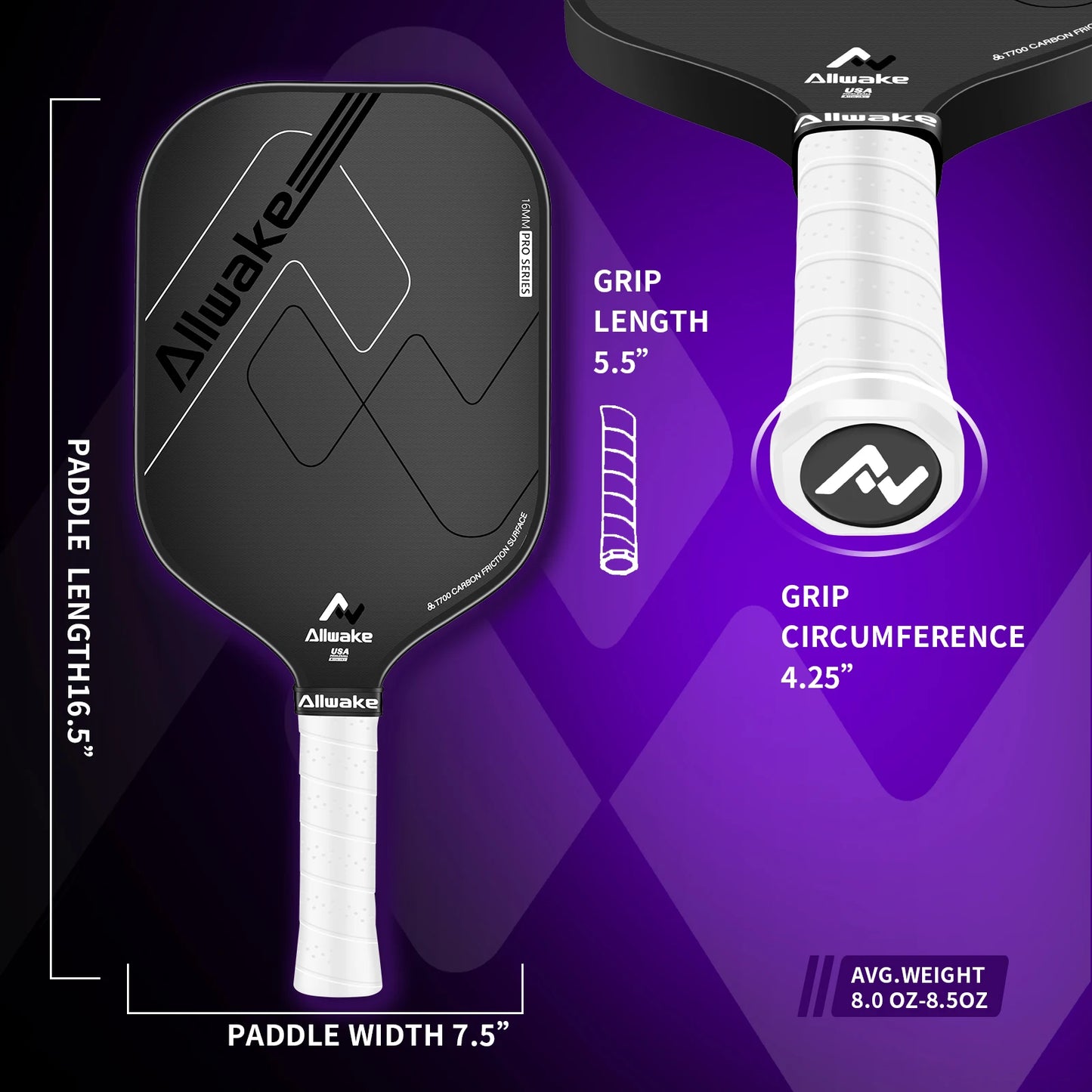 Allwake Carbon Fiber Pickleball Paddle
