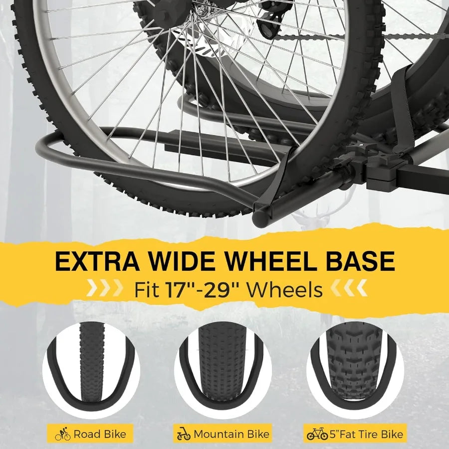 Hitch Bike Rack Wobble Free Tilting Folding Fat Tire Ebike Carrier 2 Bike 200 Lb