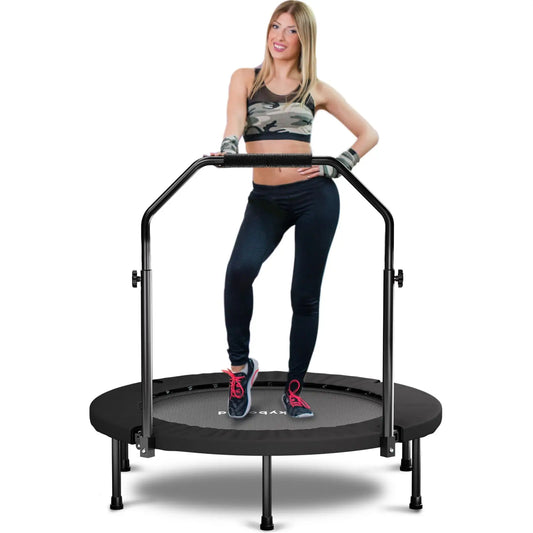 40 Inch Foldable Rebounder Trampoline With Adjustable U Bar Handle 350lbs