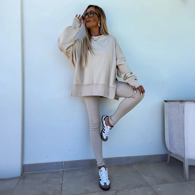 Women's Spring Autumn Sports Hoodie Two Piece Set Yoga Running Outdoor Fitness