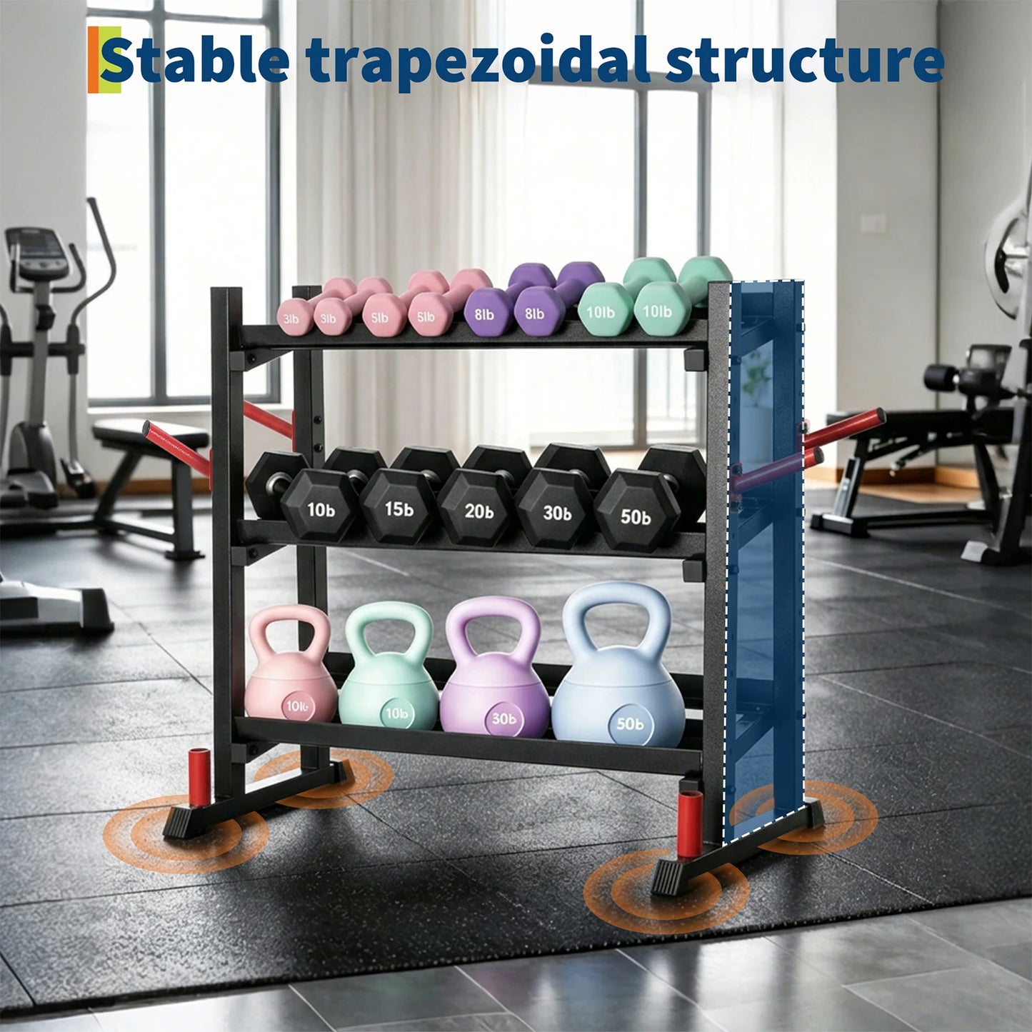 Adjustable Three Tier Dumbbell Rack 1300 Lb Capacity Home Gym