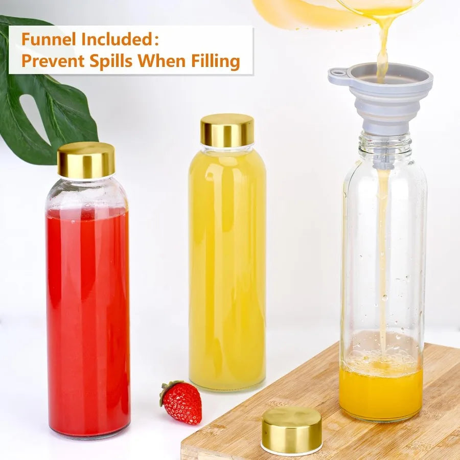 Zukro Glass Water Bottle with Leak Proof Lid Reusable