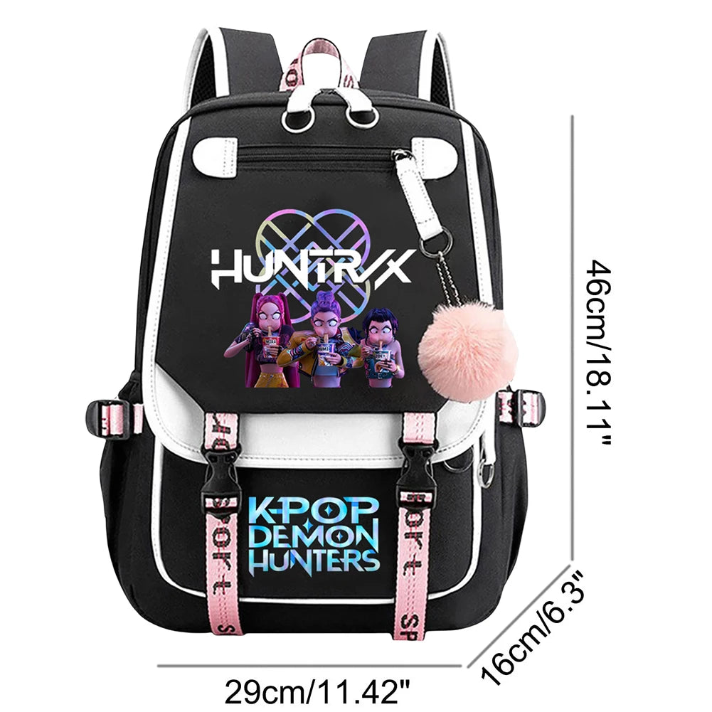 KPop Movie Print School Backpack With USB Port Laptop Bag