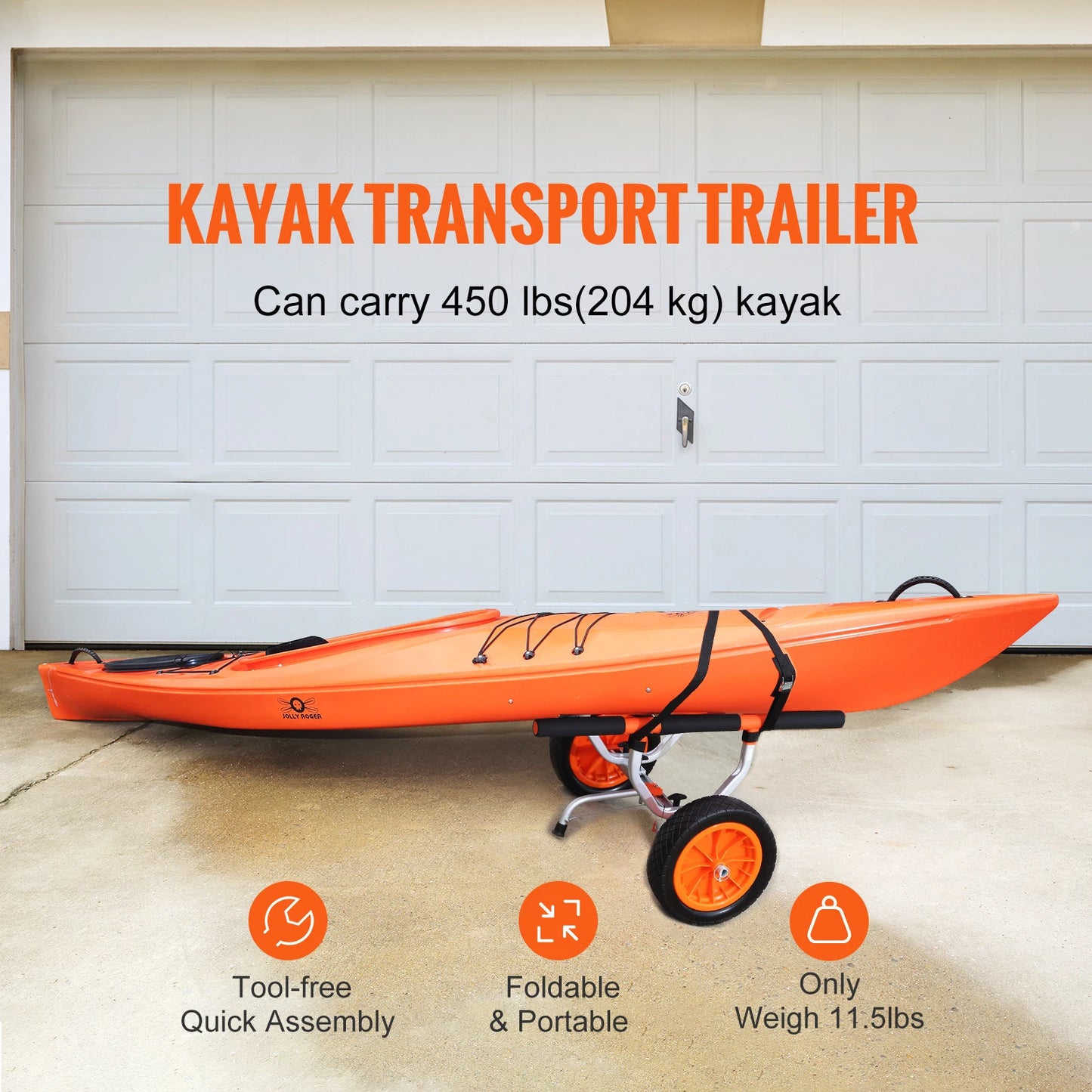 SucceBuy Kayak Cart 450lbs Capacity With 12 Inch Tires