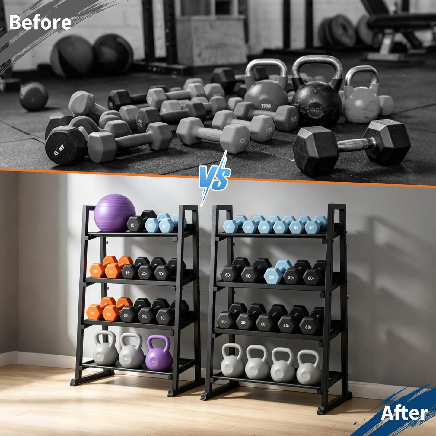 Adjustable Three Tier Dumbbell Rack 1300 Lb Capacity Home Gym