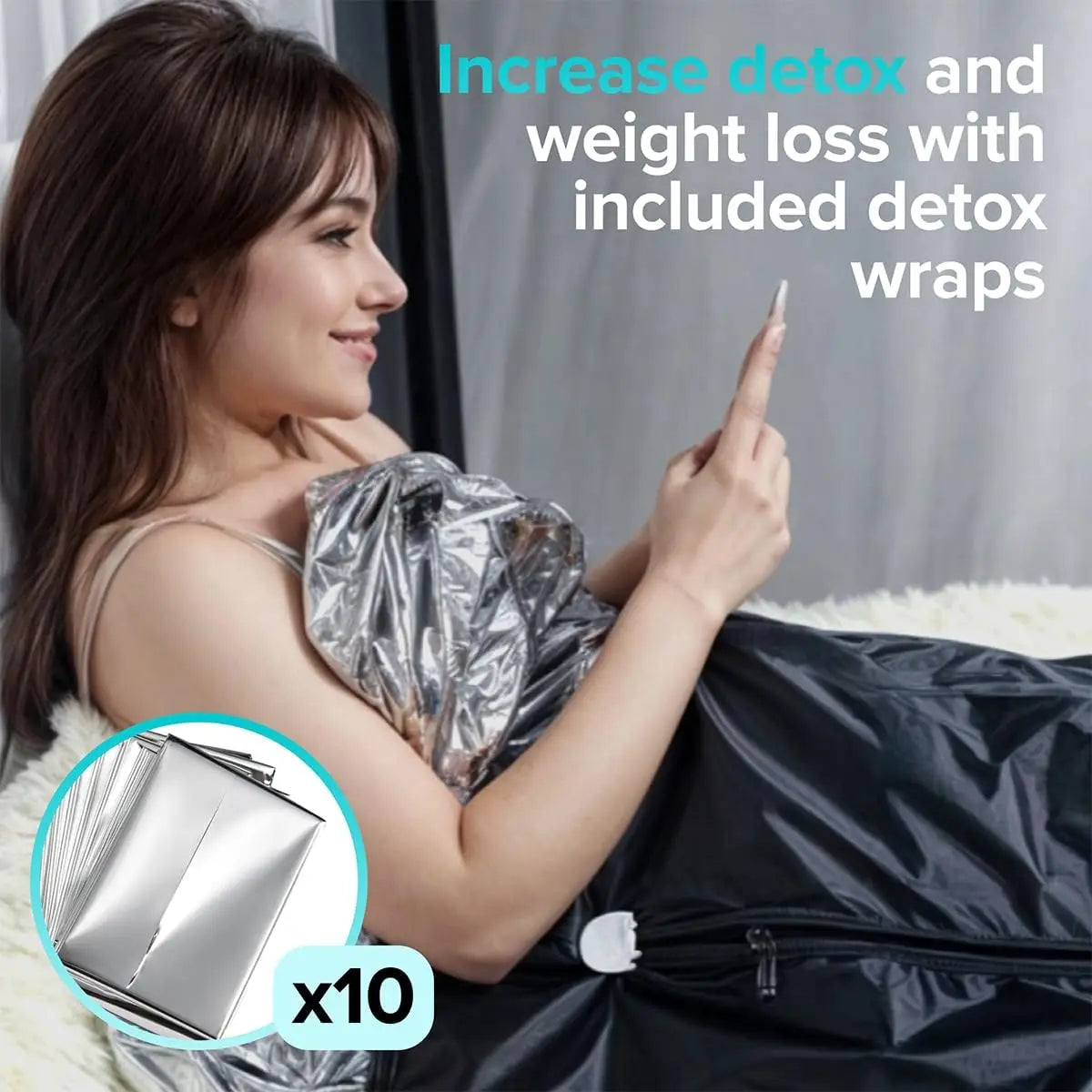 Portable Far Infrared Sauna Blanket Zipper Arm Holes For Detox