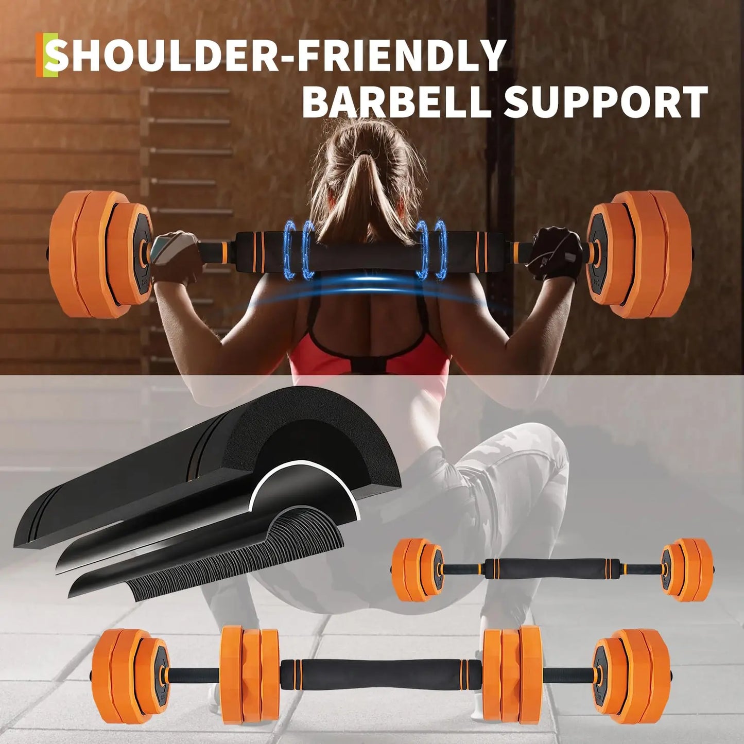 Adjustable Dumbbells 44lb 4in1 Set For Home Gym Barbell Kettlebell Push Up Stand