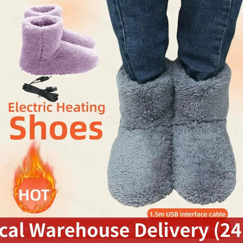 Unisex Electric Heated Slippers USB Rechargeable Foot Warmer For Cold Weather