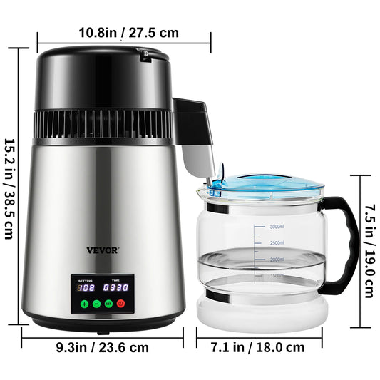 SucceBuy Water Distiller Purifier With Touch Screen And Steel Design