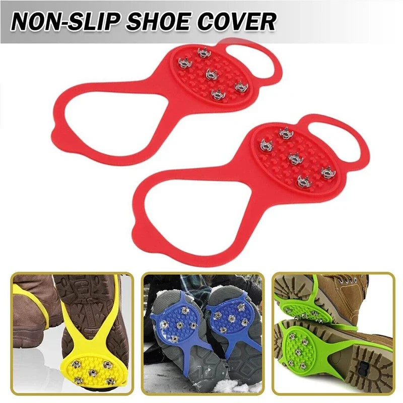 5 Teeth Ice Gripper For Shoes Unisex Snow Cleats Non Slip For Hiking