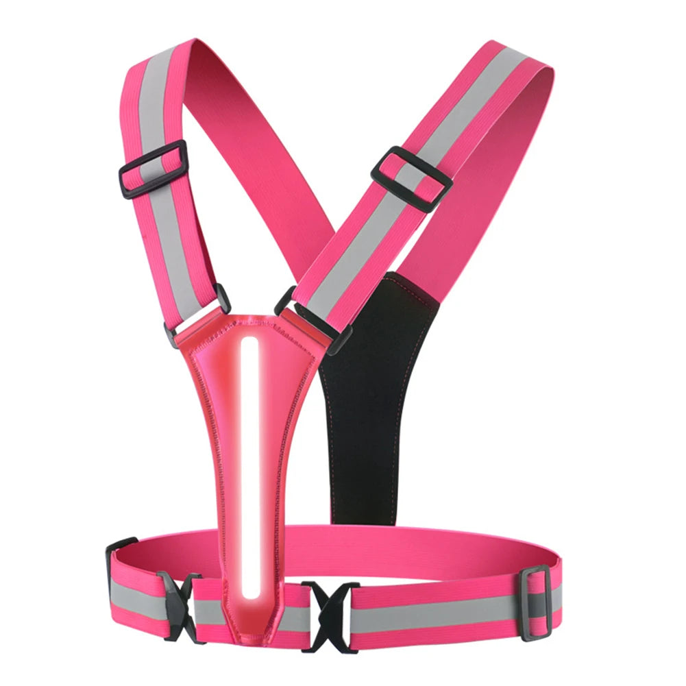 LED USB Rechargeable Reflective Running Vest High Visibility Security Vest