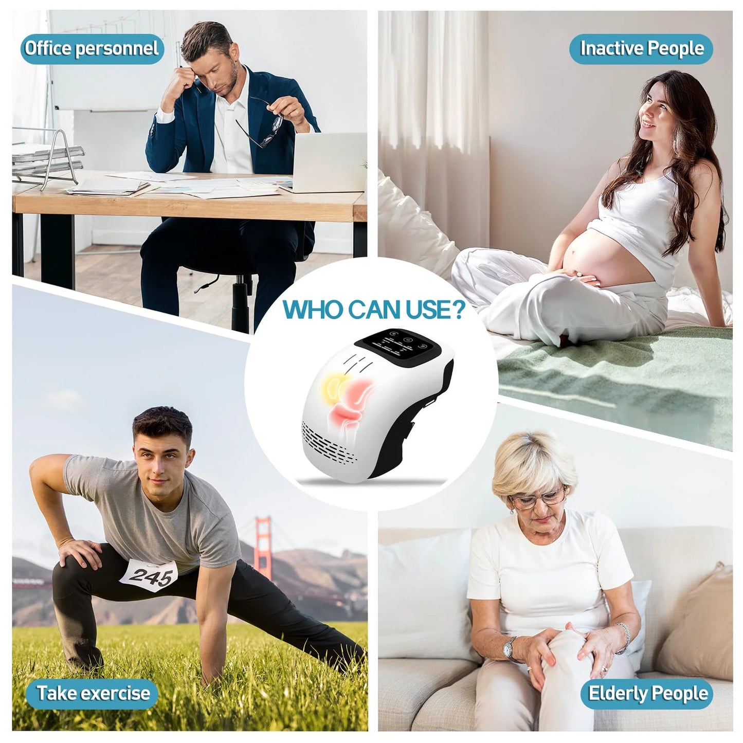 Cordless Joint Massager With Red Light And Heat Therapy For Knee Shoulder Elbow