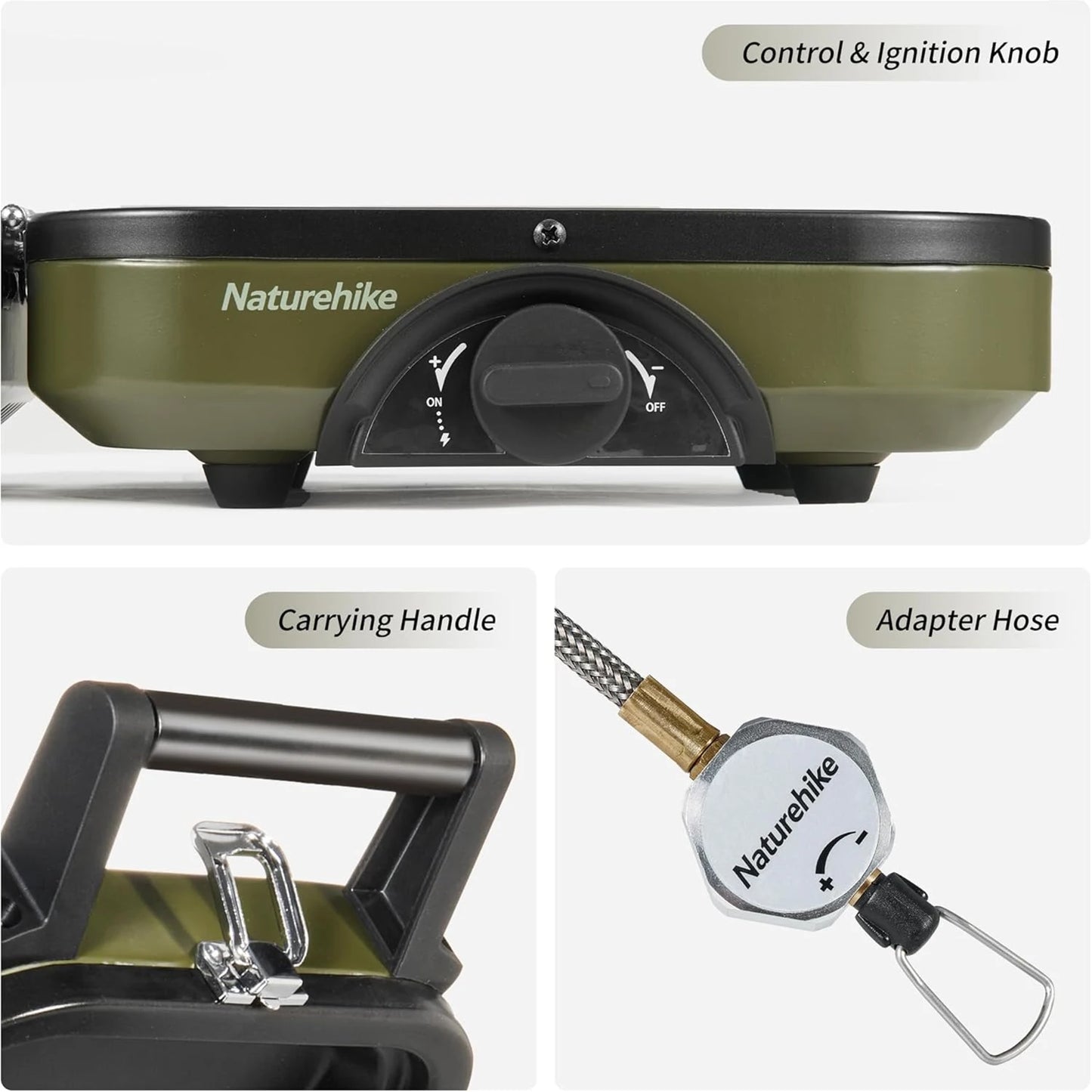 Naturehike Folding Dual Burner Gas Stove Isobutane Piezo Ignition 16000 BTU