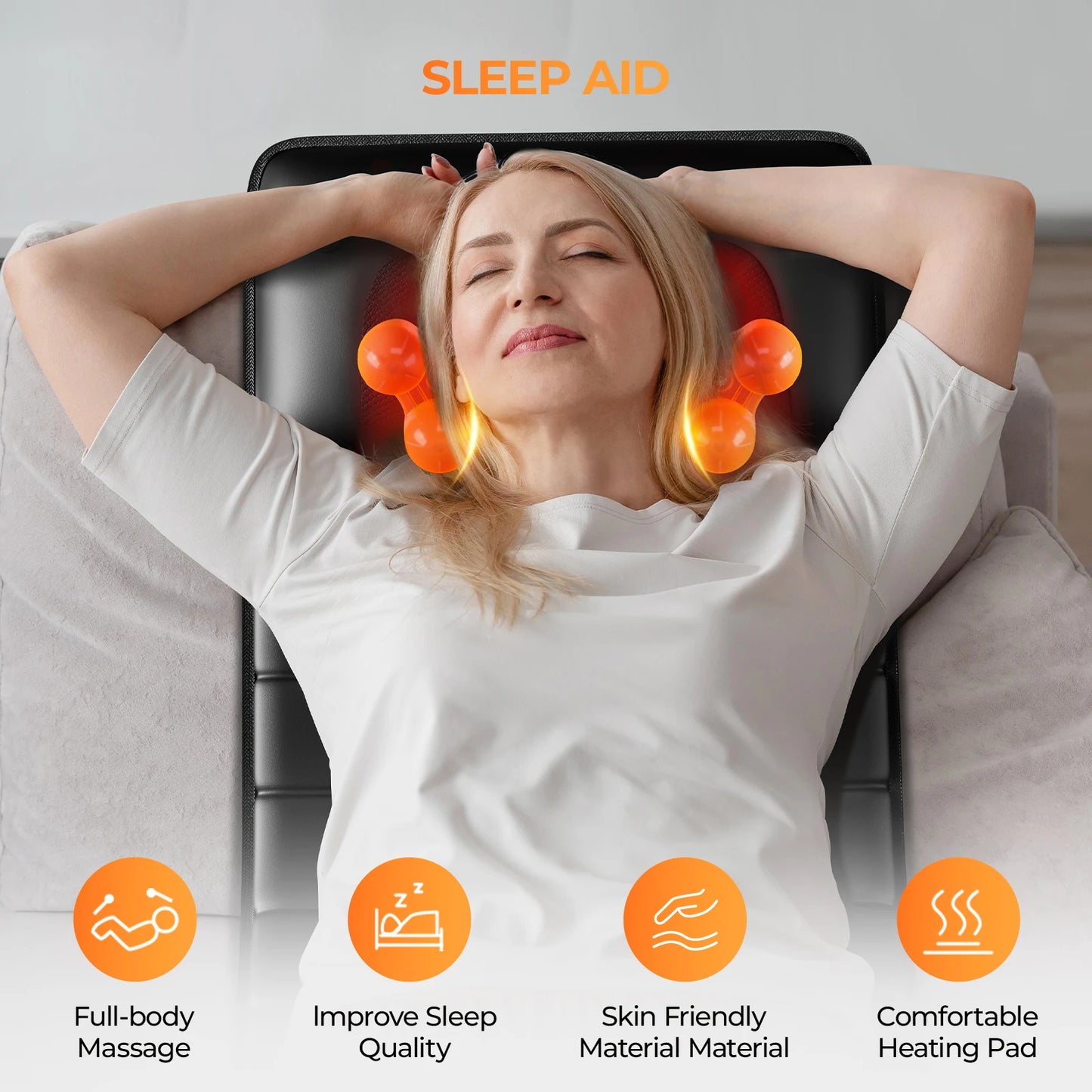 HOMEMASSA Shiatsu Massage Mat With Heat And 9 Intensity Levels