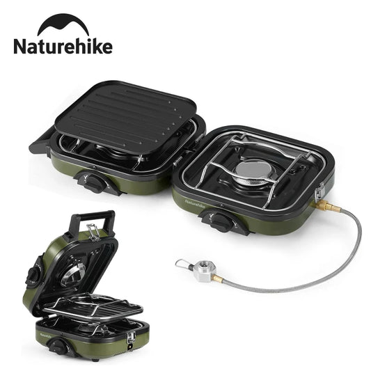 Naturehike Folding Dual Burner Gas Stove Isobutane Piezo Ignition 16000 BTU