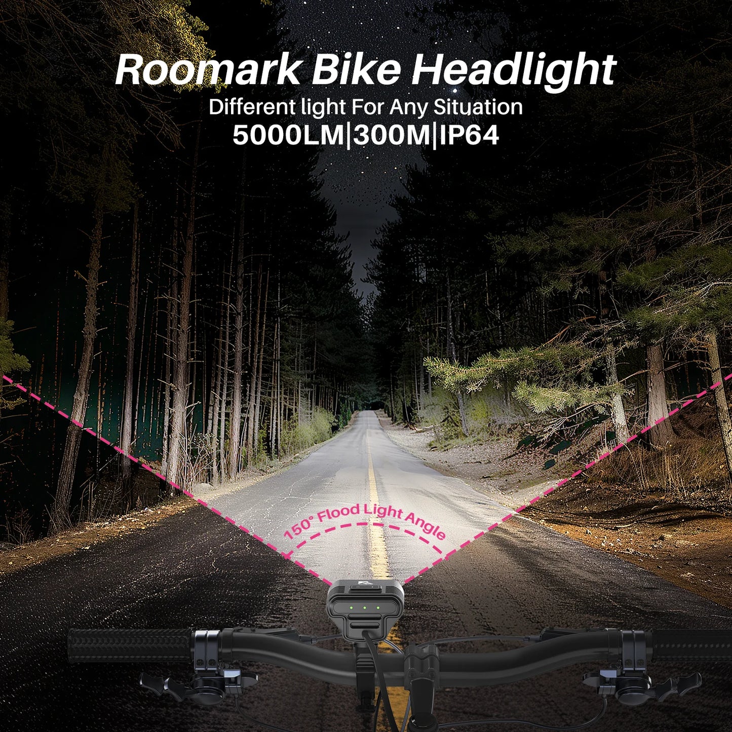 Roomark 20000mAh USB Rechargeable Bike Headlight With 360 Degree Visibility