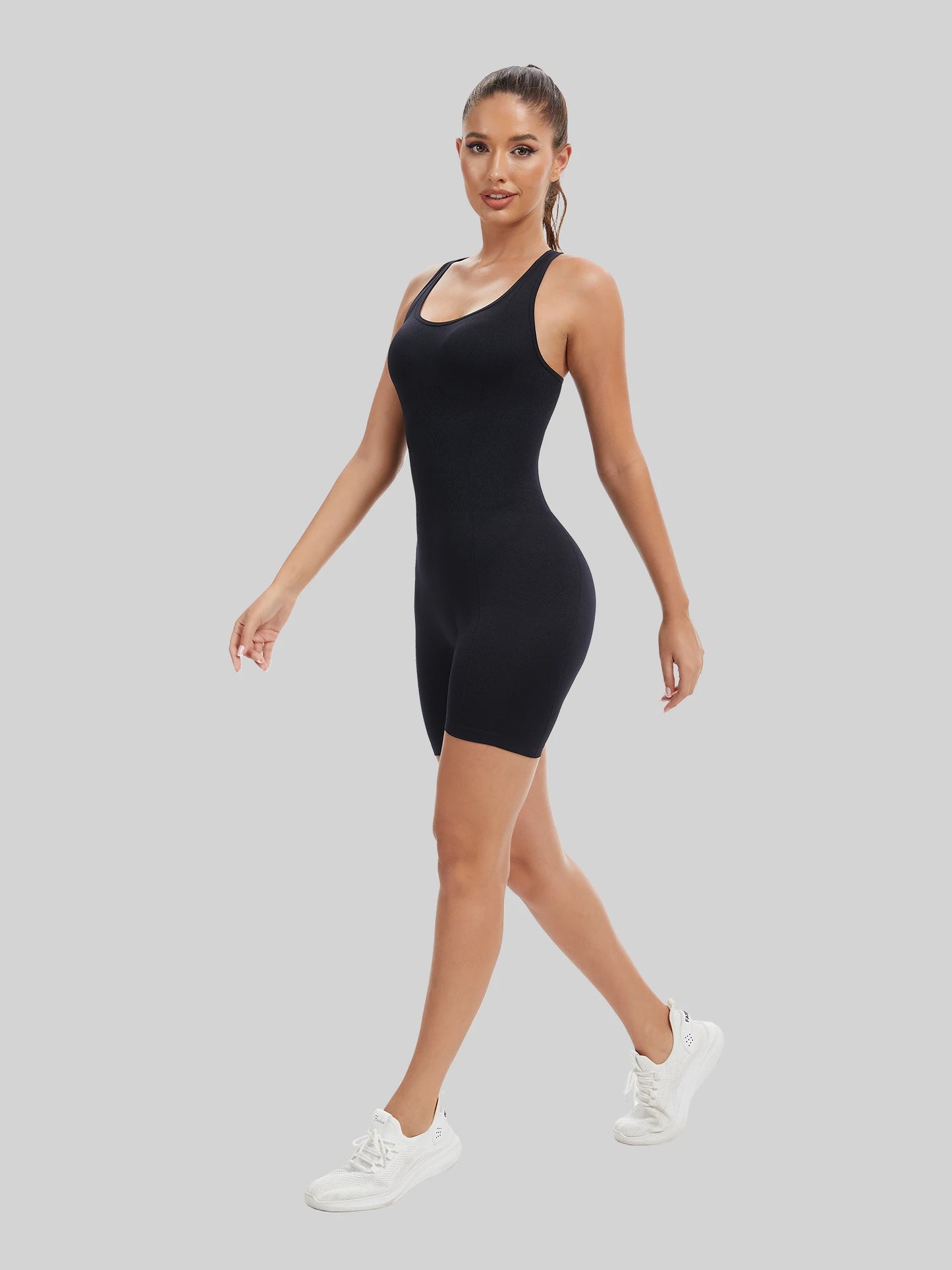 Seamless Knit Booty Lifting Bodysuit For Quick-Dry Yoga