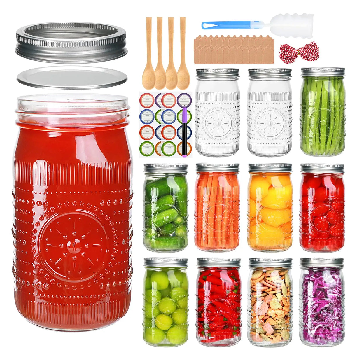 Premium Wide Mouth Mason Jars With Lids For Home Canning