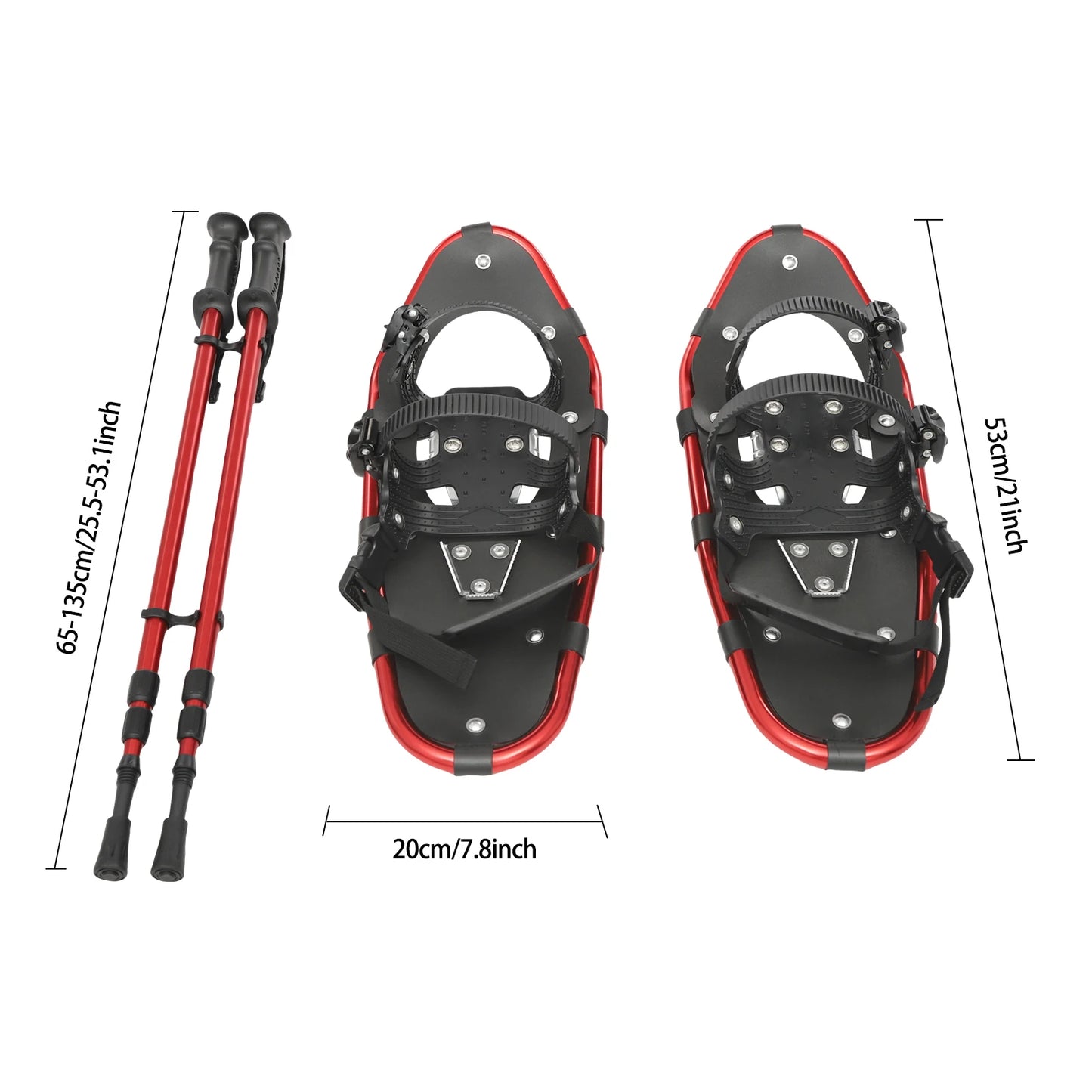21 Inch Snowshoes With Adjustable Trekking Poles for Men Women Load 66-154lbs