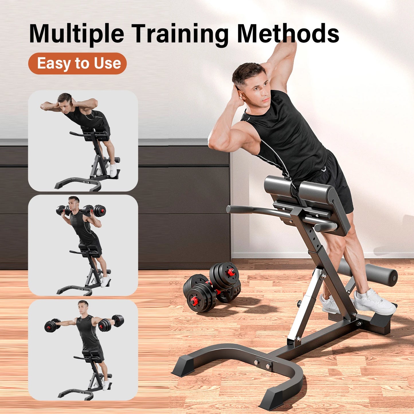 Foldable Roman Chair Back Extension Bench Adjustable Hyperextension Gym Equipment