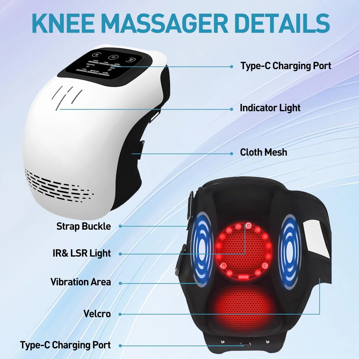 Cordless Joint Massager With Red Light And Heat Therapy For Knee Shoulder Elbow