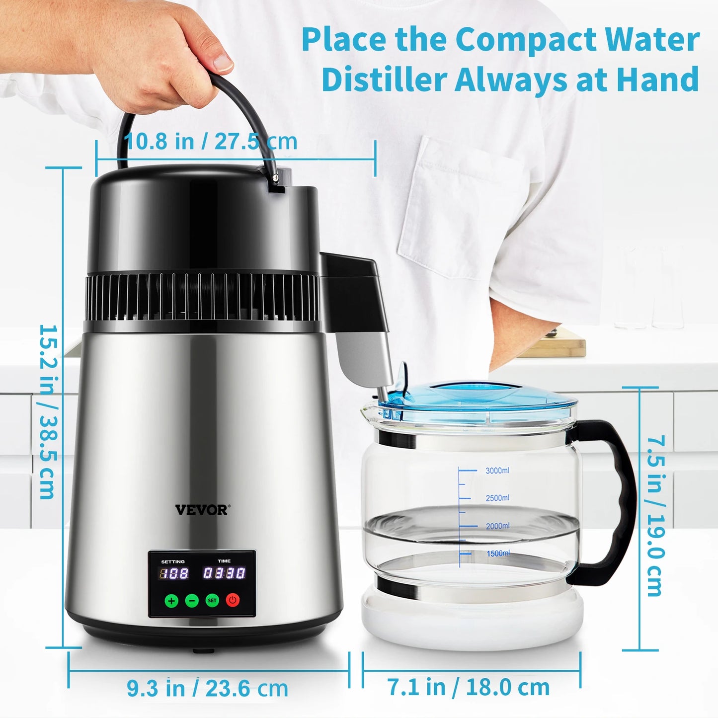 SucceBuy 4L Water Distiller Purifier 1 LPH Distillation Speed