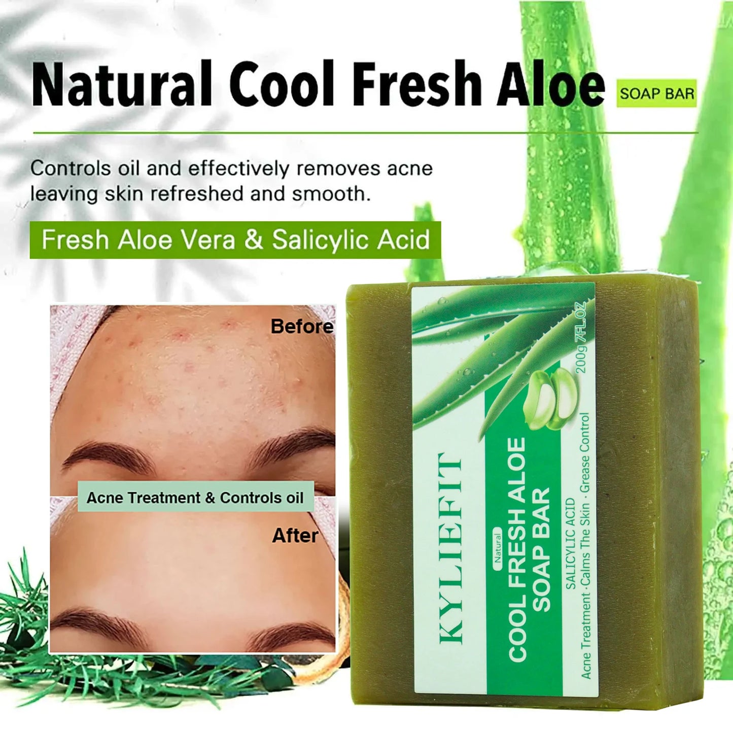 AILKE Aloe Vera Whitening Soap For Clear Skin AcneReduction RadianceEnhancementPro