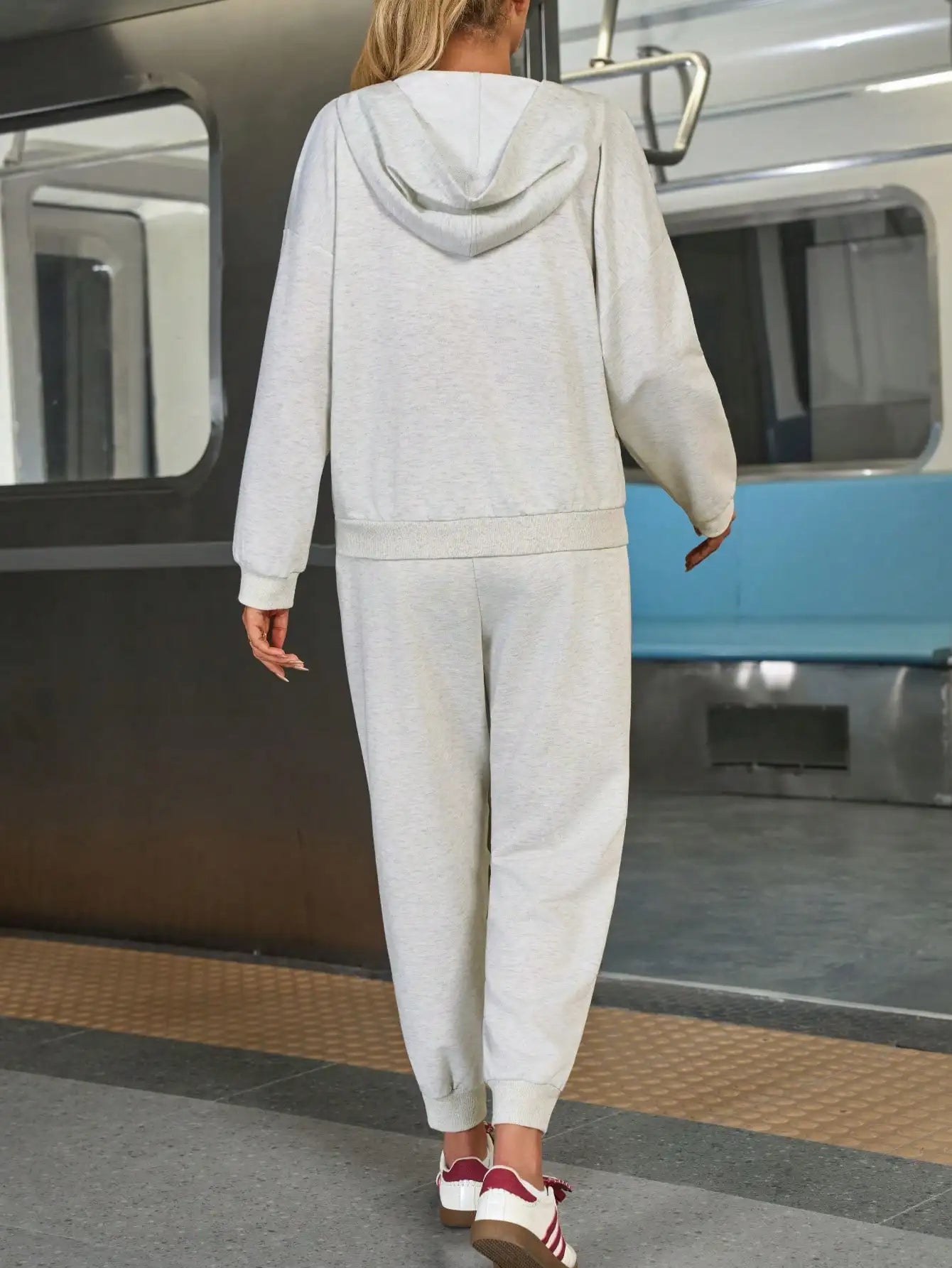 Fisoew Knitted Half-Zip Top and Joggers Set Casual Sportswear