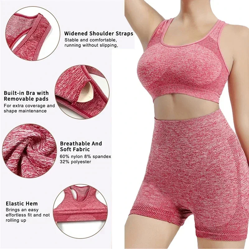 Yoga Set For Women Seamless Sports Bras And Shorts