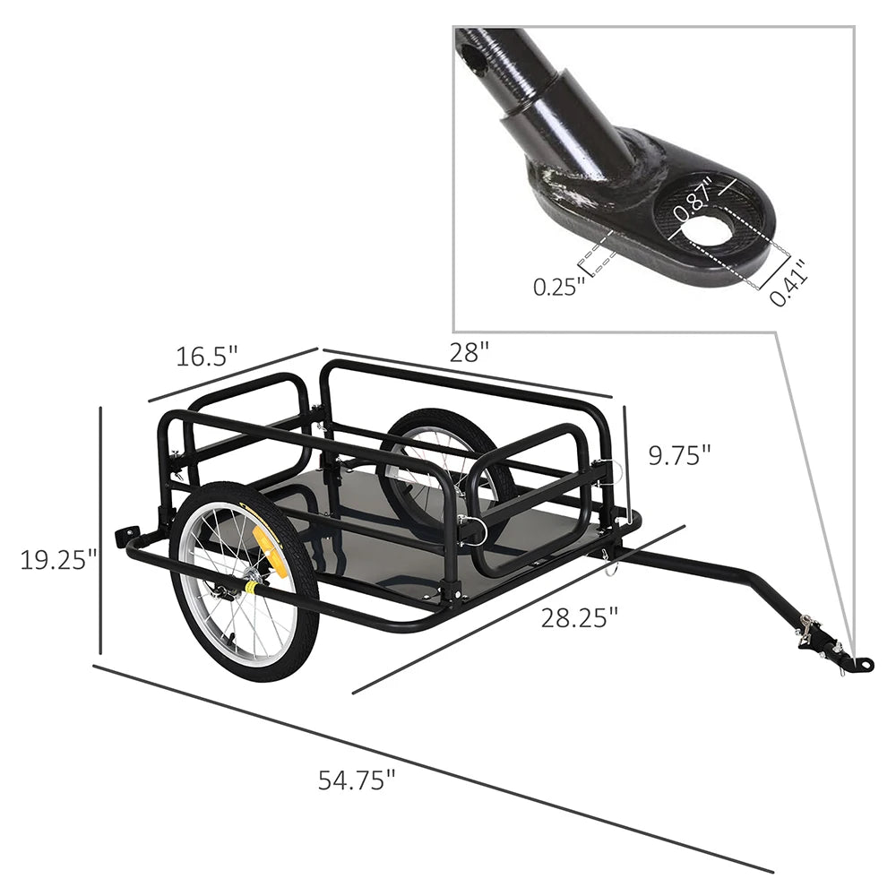 Heavy Duty Bike Cargo Trailer With Foldable Storage Hitch 16 Inch Wheels