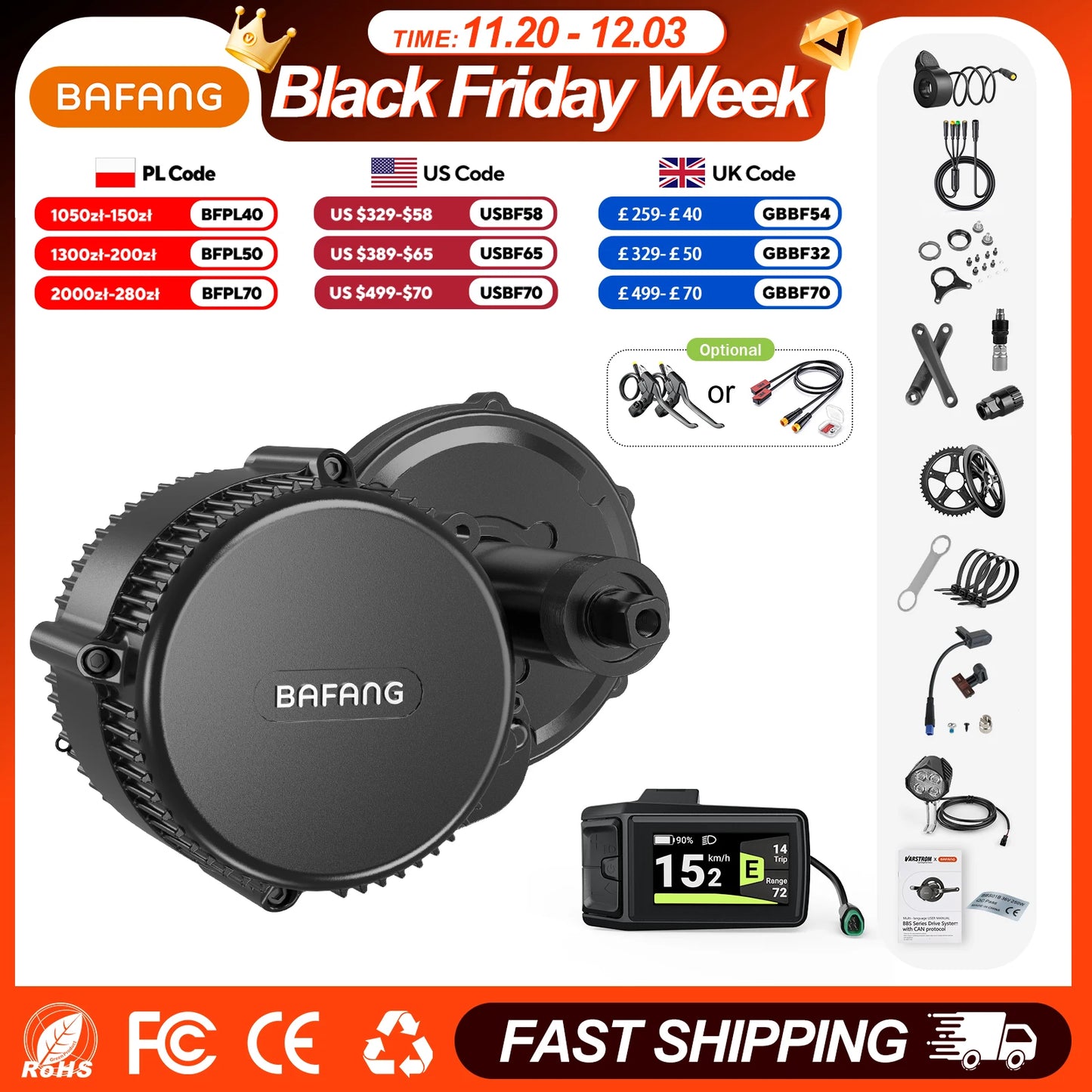 Bafang 750W 48V Middle Drive Motor Kit BBS02B For EBike Conversion