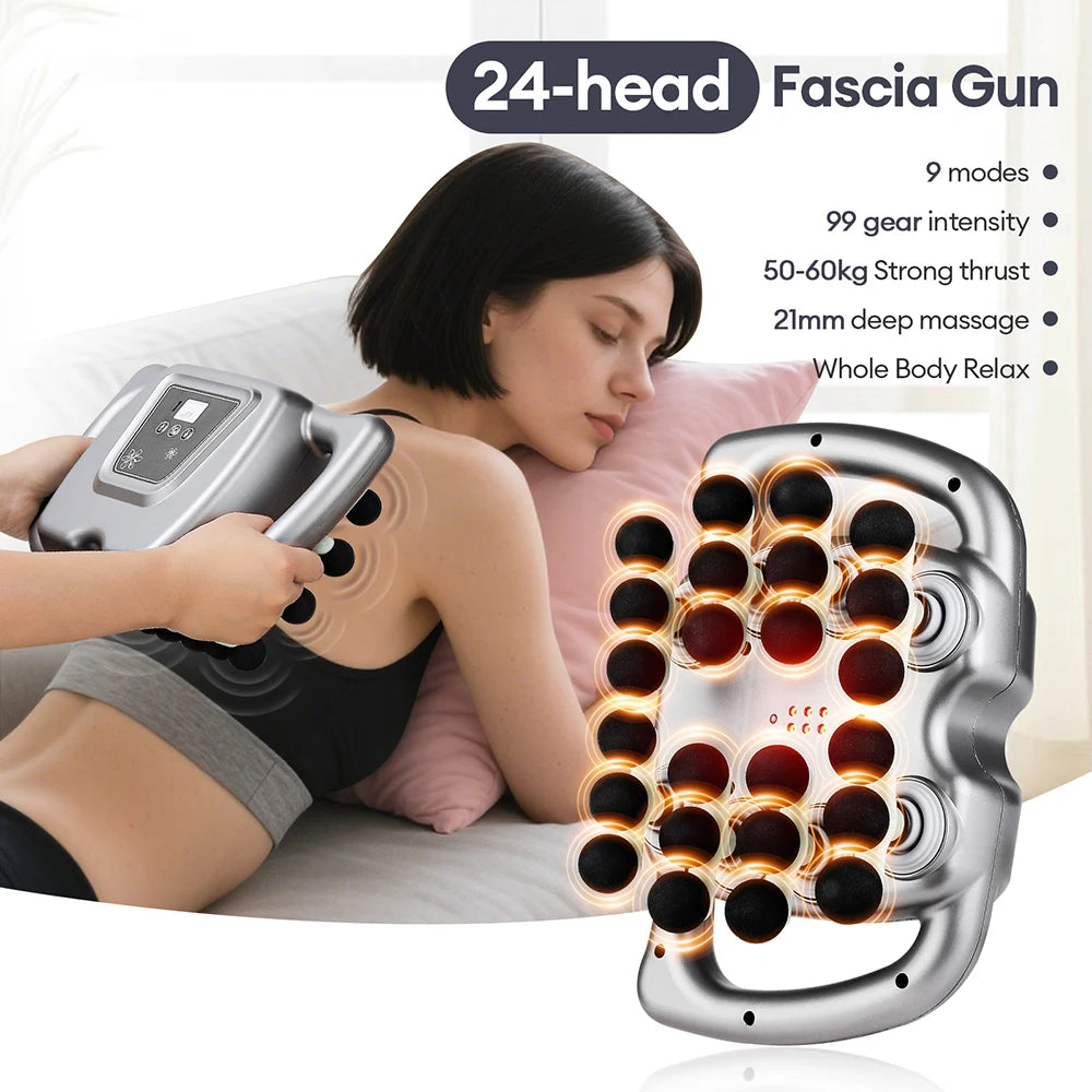 24 Head Fascia Gun With 9 Modes High Frequency Body Massage Massager
