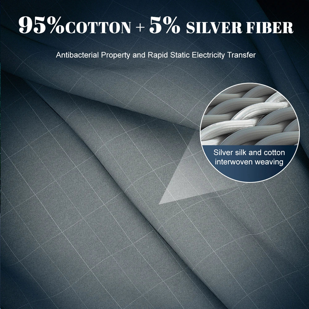 Astarexin Earthing Fitted Sheet Organic Cotton With Silver Fiber Grounding