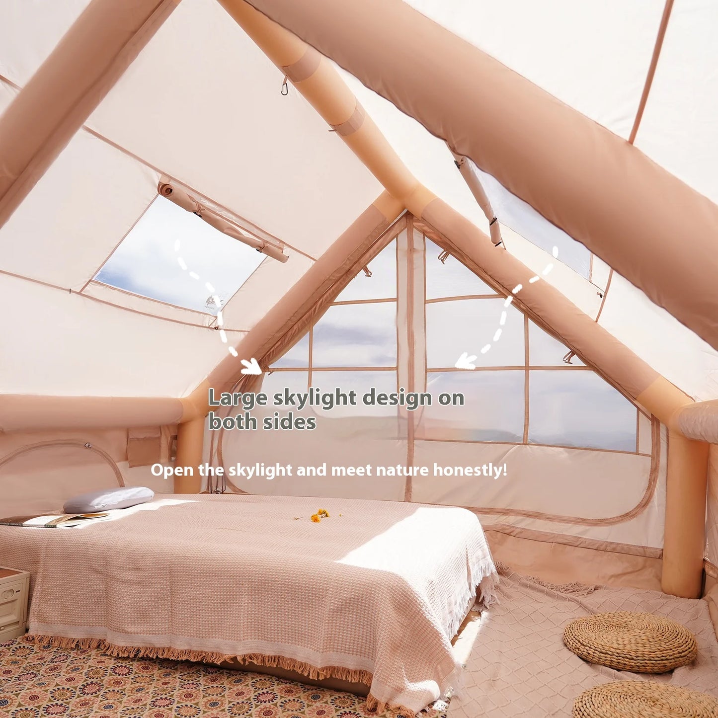 Pakicetus Inflatable Camping Tent 4 6 8 Person Family With Stove Plug Quick Open