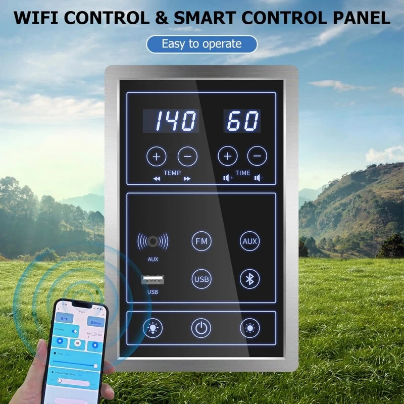 Infrared Wooden Sauna With WiFi Control And Six Heating Elements