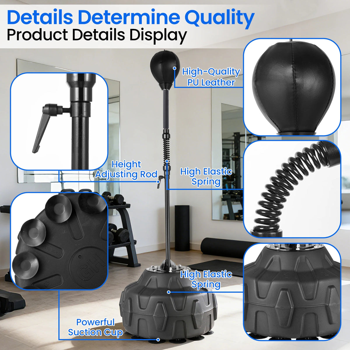 Adjustable Free Standing Boxing Reflex Speed Bag With Heavy Spring