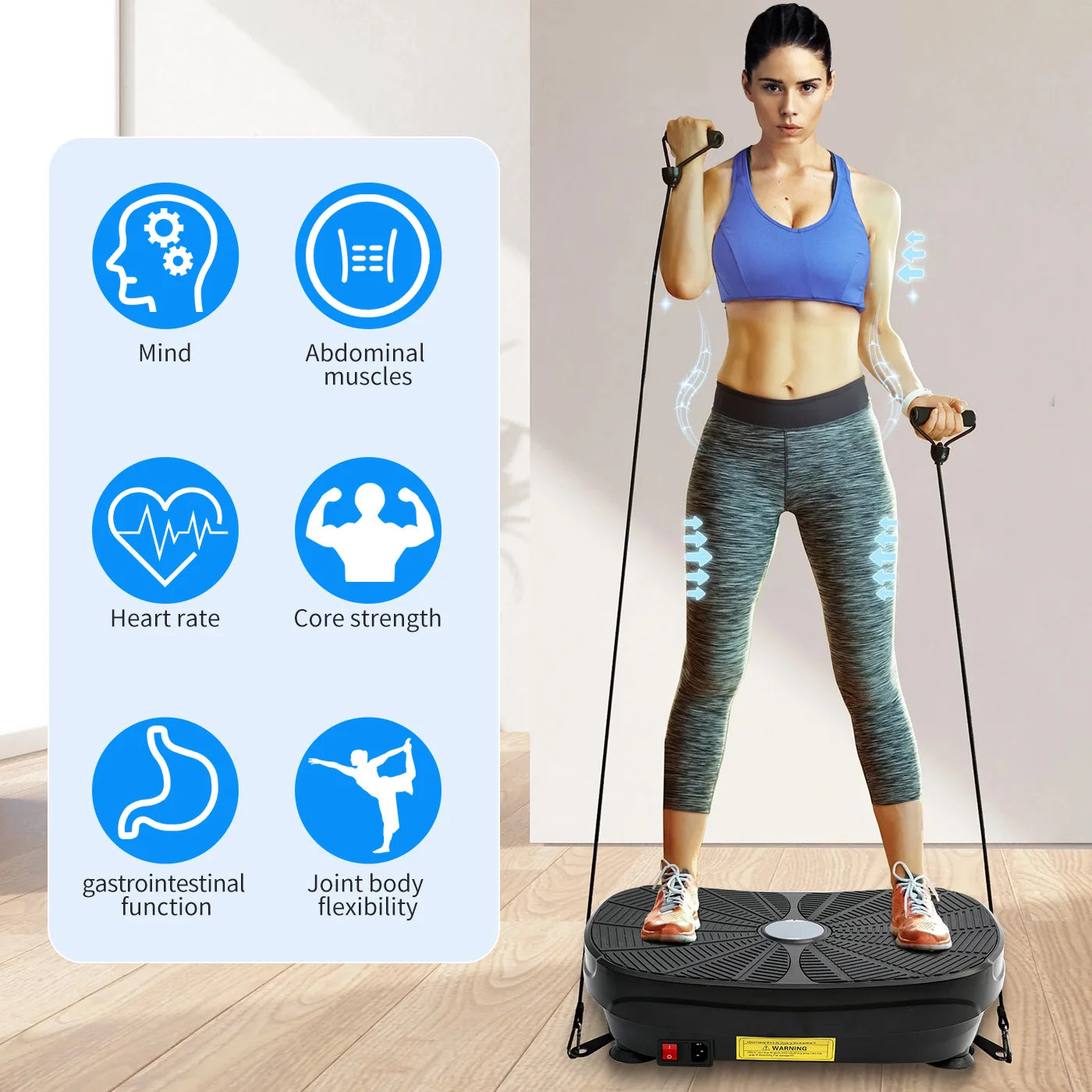 Vibration Plate Exercise Machine With Resistance Bands Comprehensive Body Workout