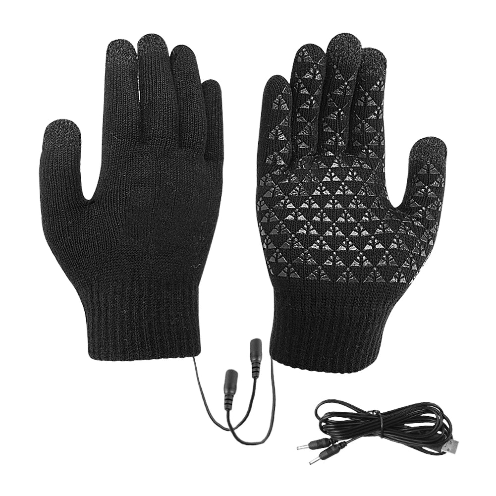 USB Rechargeable Electric Heated Gloves Touch Screen For Outdoor Winter Cycling