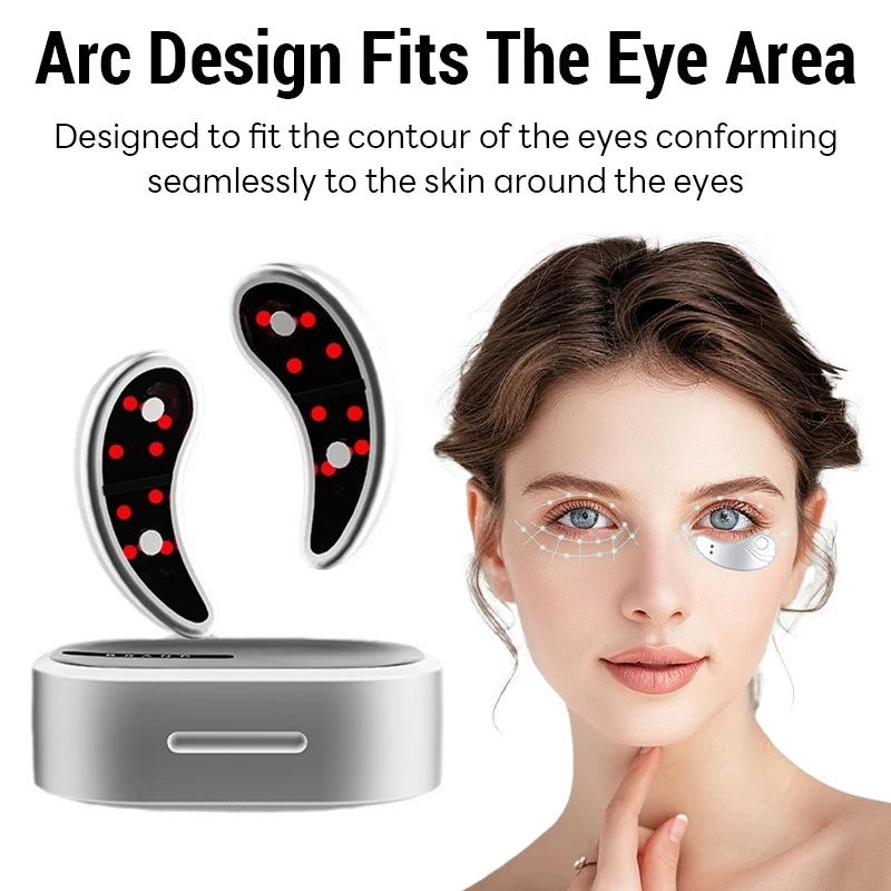 EMS Pulse Micro Current Eye Massager With Red LED Light For Under Eye Wrinkles