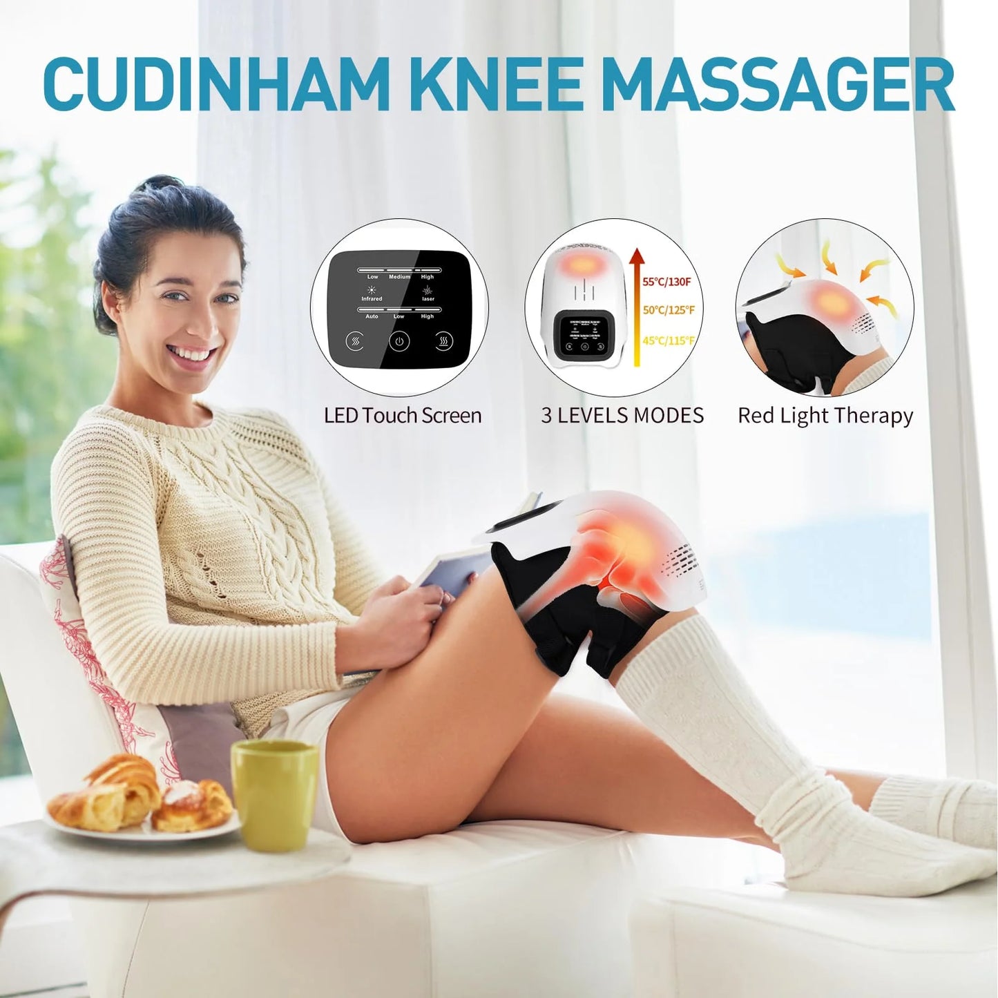 Cordless Joint Massager With Red Light And Heat Therapy For Knee Shoulder Elbow