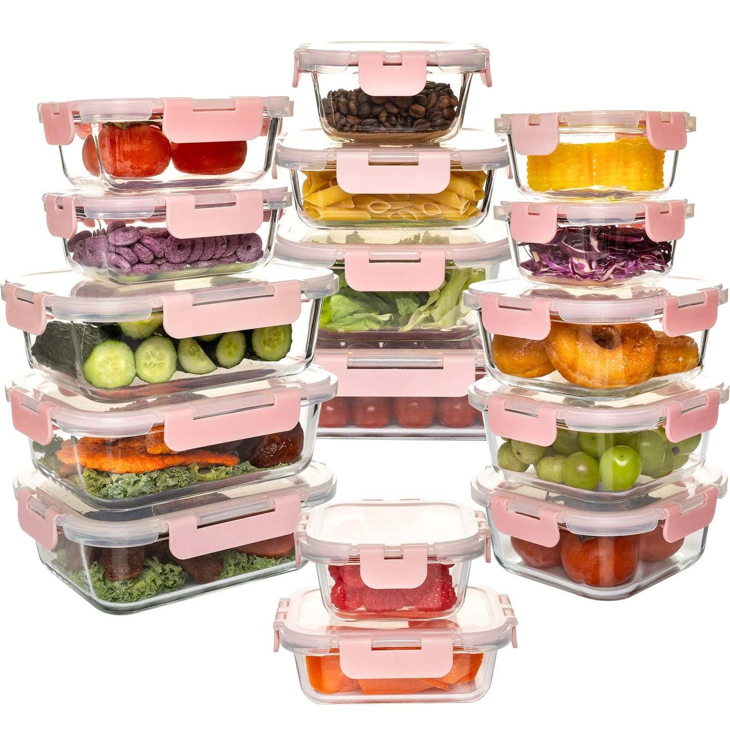 Glass Food Storage Containers Set Leakproof Airtight BPA-Free Microwave Oven-Safe
