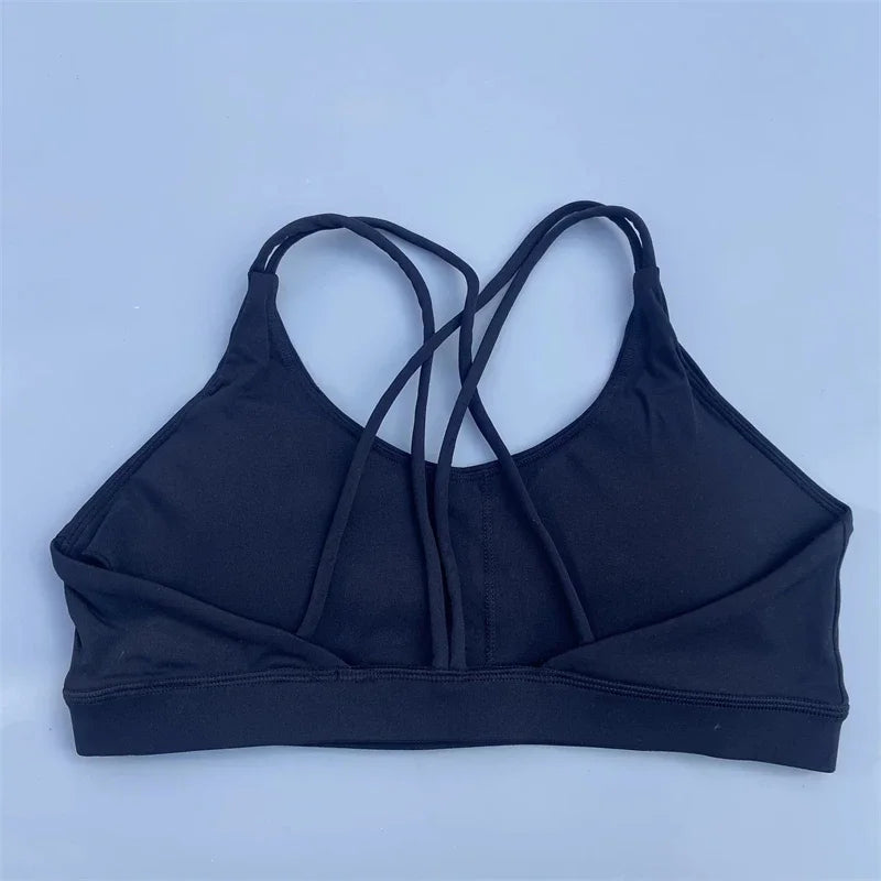 Solid Color Soft High Strength Women Cross Fitness Bra With Chest Pad