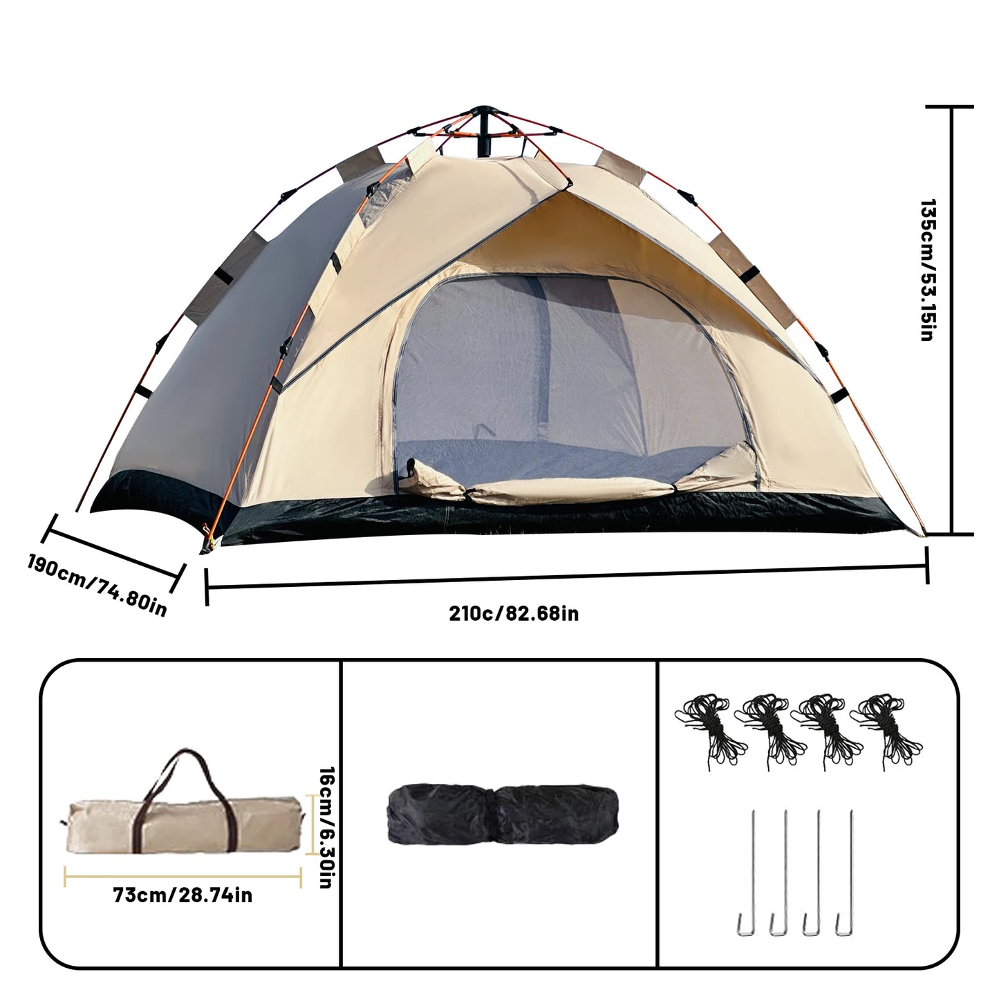 2 To 4 Person Windproof Camping Tent Easy Setup Lightweight Outdoor Family Tent