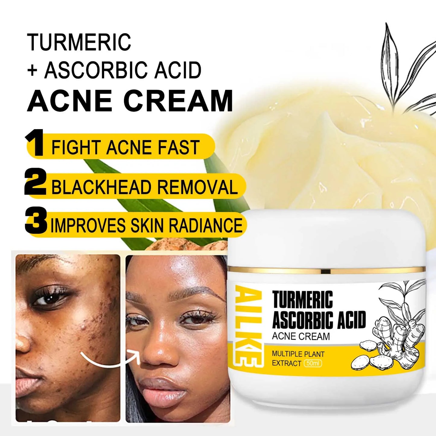 AILKE Organic Turmeric Skin Care Set Brightening Acne Treatment