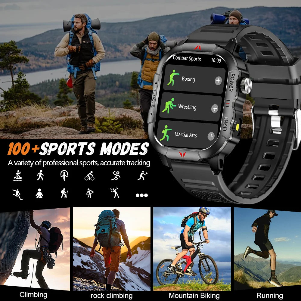 LAXASFIT Smart Watch Outdoor IP68 Health Monitoring 100 Sports Modes